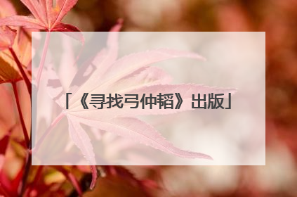 《寻找弓仲韬》出版