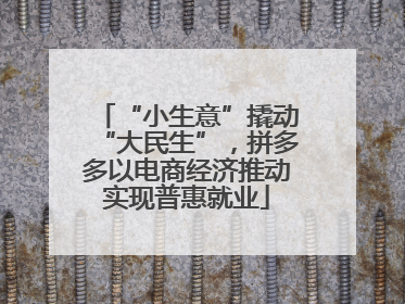 “小生意”撬动“大民生”，拼多多以电商经济推动实现普惠就业