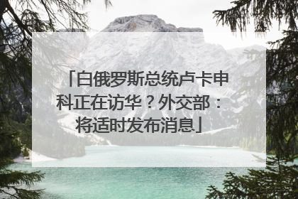 白俄罗斯总统卢卡申科正在访华？外交部：将适时发布消息