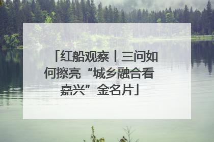红船观察丨三问如何擦亮“城乡融合看嘉兴”金名片