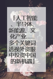 人工智能、半导体、新能源、文化产业……多个关键词透视外资眼中投资中国的新机遇