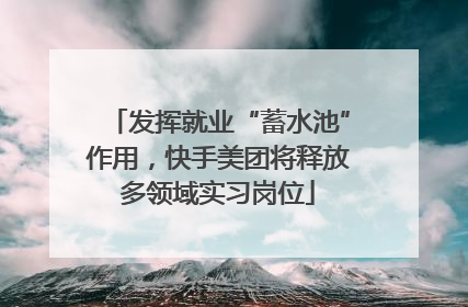 发挥就业“蓄水池”作用，快手美团将释放多领域实习岗位