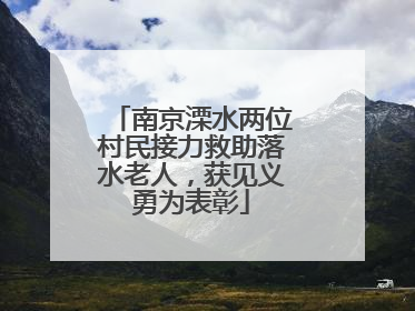 南京溧水两位村民接力救助落水老人，获见义勇为表彰