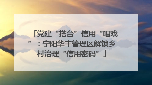 党建“搭台”信用“唱戏”：宁阳华丰管理区解锁乡村治理“信用密码”