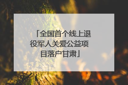 全国首个线上退役军人关爱公益项目落户甘肃