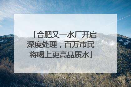 合肥又一水厂开启深度处理，百万市民将喝上更高品质水