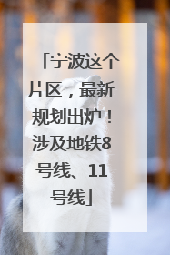 宁波这个片区，最新规划出炉！涉及地铁8号线、11号线