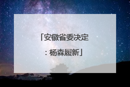 安徽省委决定：杨森履新