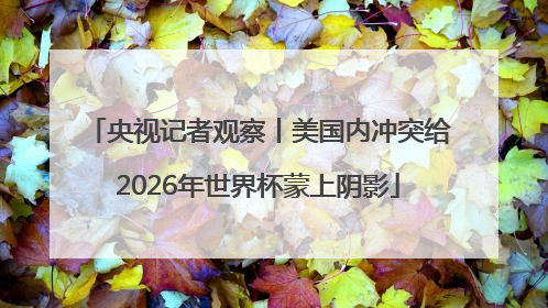 央视记者观察丨美国内冲突给2026年世界杯蒙上阴影
