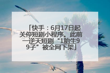 快手：6月17日起关停短剧小程序。此前一逆天短剧“1胎生99子”被全网下架