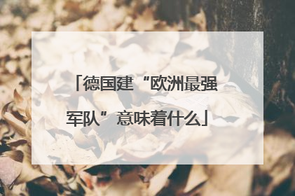 德国建“欧洲最强军队”意味着什么