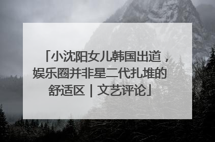 小沈阳女儿韩国出道，娱乐圈并非星二代扎堆的舒适区｜文艺评论
