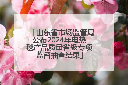 山东省市场监管局公布2024年电热毯产品质量省级专项监督抽查结果