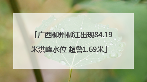 广西柳州柳江出现84.19米洪峰水位 超警1.69米