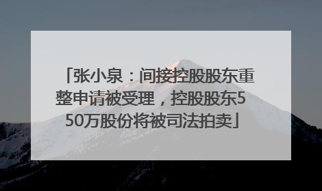 张小泉：间接控股股东重整申请被受理，控股股东550万股份将被司法拍卖