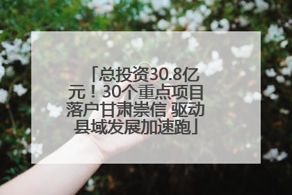 总投资30.8亿元！30个重点项目落户甘肃崇信 驱动县域发展加速跑