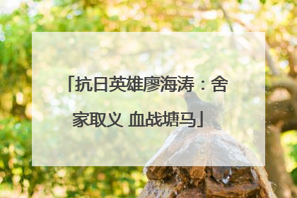 抗日英雄廖海涛：舍家取义 血战塘马