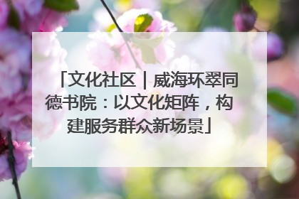文化社区｜威海环翠同德书院：以文化矩阵，构建服务群众新场景