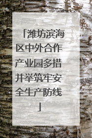 潍坊滨海区中外合作产业园多措并举筑牢安全生产防线