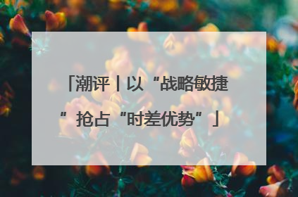 潮评丨以“战略敏捷”抢占“时差优势”