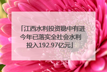 江西水利投资稳中有进 今年已落实全社会水利投入192.97亿元