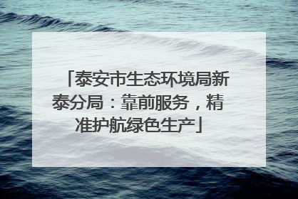 泰安市生态环境局新泰分局：靠前服务，精准护航绿色生产