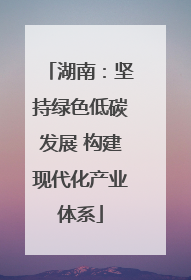 湖南：坚持绿色低碳发展 构建现代化产业体系