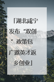 湖北咸宁发布“双创”政策包 广邀英才返乡创业