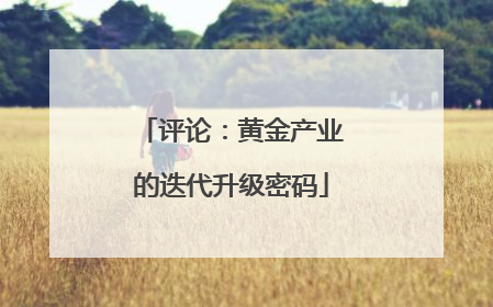 评论：黄金产业的迭代升级密码
