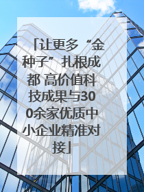 让更多“金种子”扎根成都 高价值科技成果与300余家优质中小企业精准对接