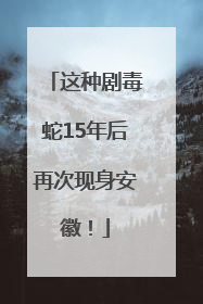 这种剧毒蛇15年后再次现身安徽！