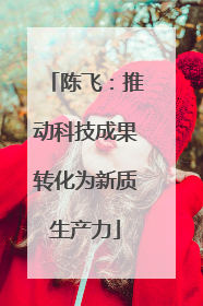 陈飞：推动科技成果转化为新质生产力