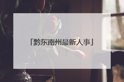 黔东南州最新人事