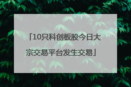 10只科创板股今日大宗交易平台发生交易