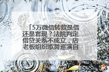 5万微信转款是借还是套现？法院判定借贷关系不成立，店老板组织歌舞巡演自我“恢复名誉”