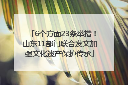 6个方面23条举措！山东11部门联合发文加强文化遗产保护传承