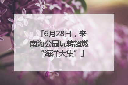 6月28日，来南海公园玩转超燃 “海洋大集”