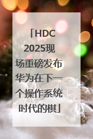 HDC 2025现场重磅发布华为在下一个操作系统时代的棋